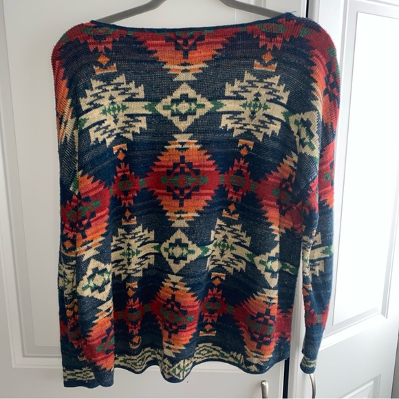 Denim & Supply Ralph Lauren Vintage Aztec Sweater Medium Multi Colored Cotton - Picture 2 of 12